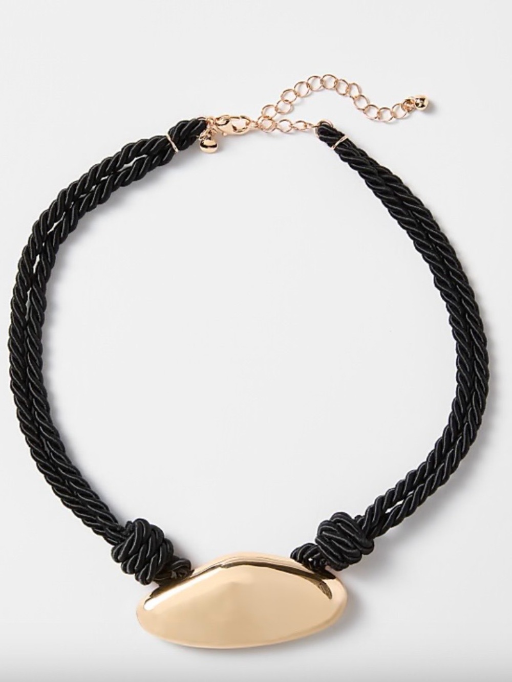 LOFT Black Cord Necklace with Gold-Tone Oval Pendant